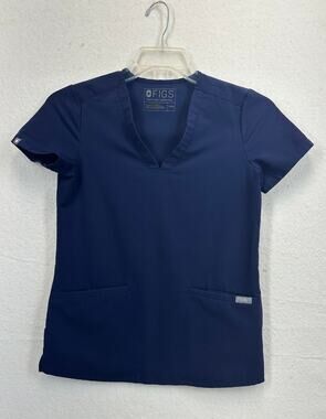 FIGS Technical Collection Casma Scrub Top XXS Navy Solid V-Neck Top